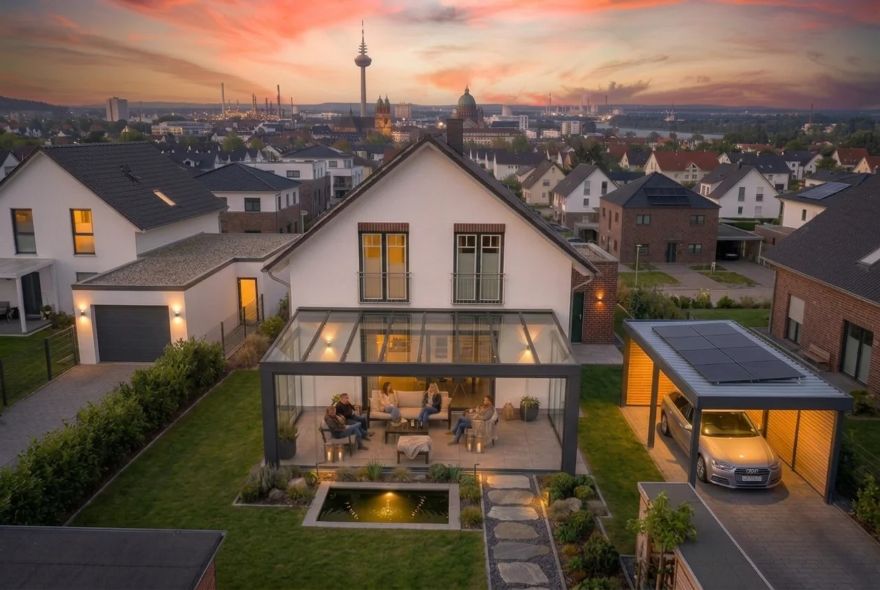 Terrassendach Aluminium mit Glaseindeckung, 5x4m (Platzhalter)