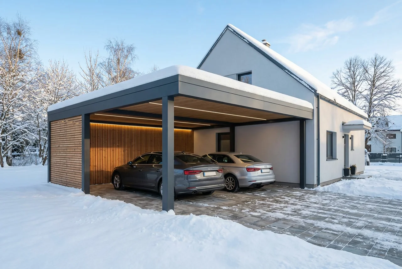 Carport Aluminium für zwei Fahrzeuge (Platzhalter)